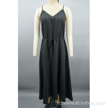 Black Sexy V-Neck Neck Slip Slip Slip sans manches